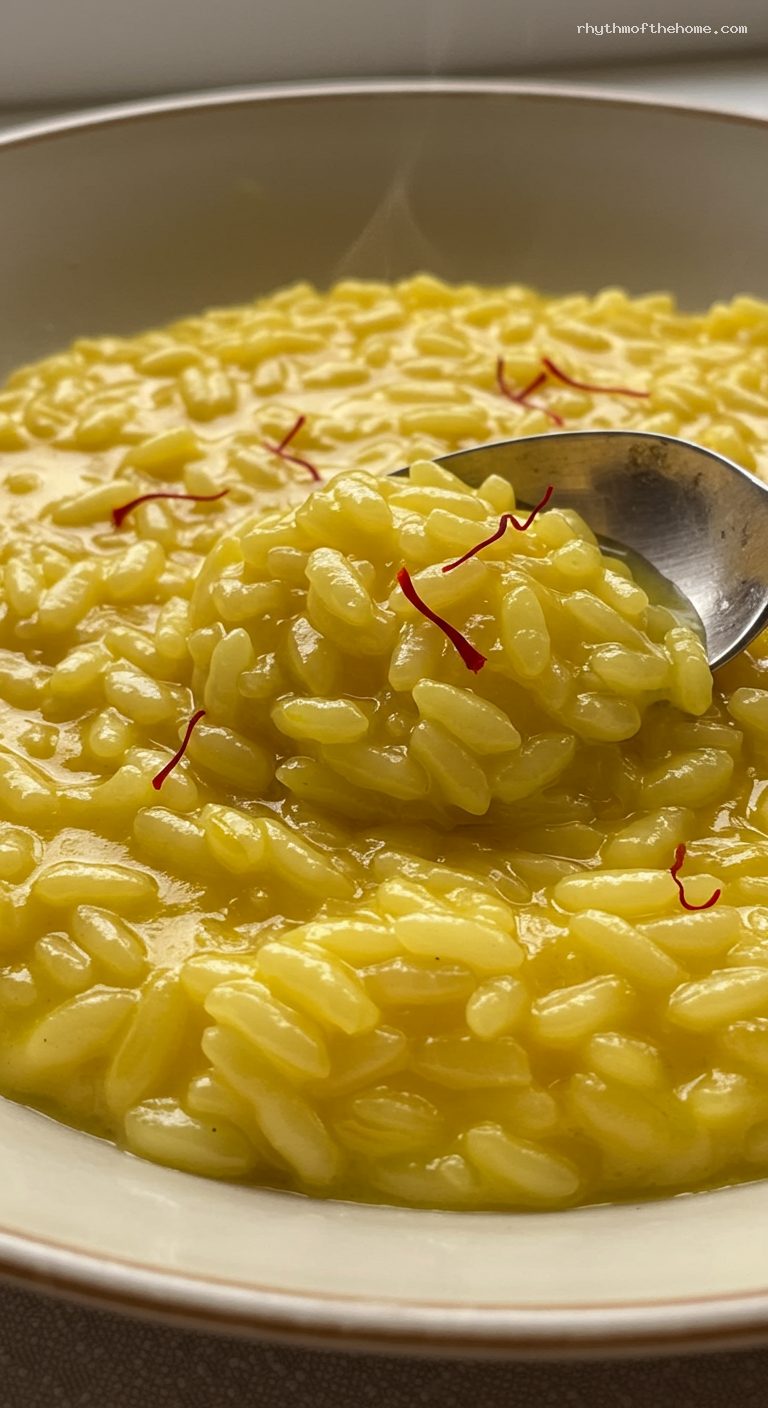Creamy Saffron Risotto alla Milanese – Closeup