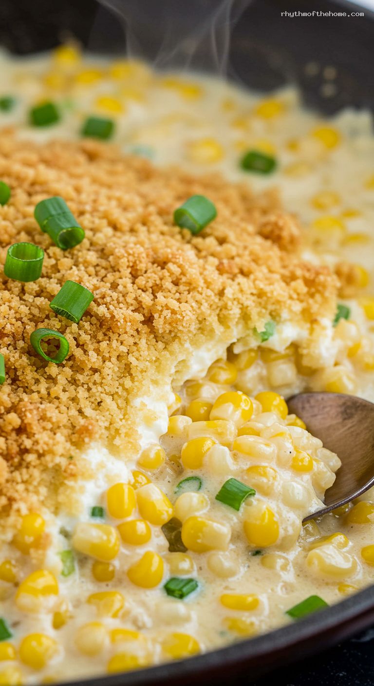 Creamy Skillet Corn with Scallions and Jalapeño – Closeup