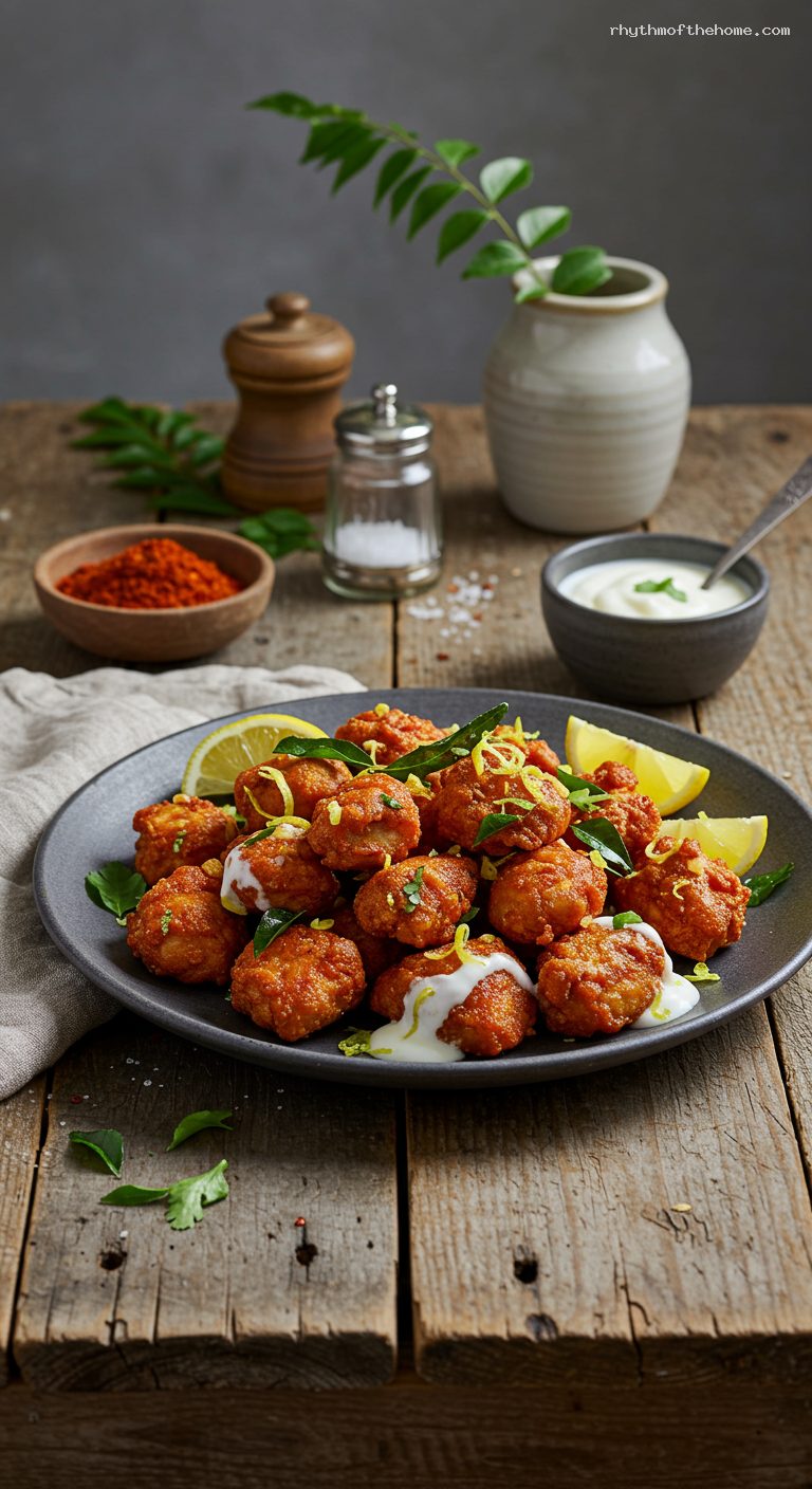 Crispy Chicken 65 with Yogurt Lemon Glaze