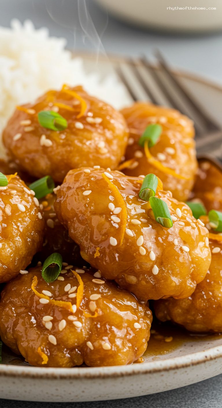 Crispy Orange Chicken with Ginger-Soy Glaze – Closeup