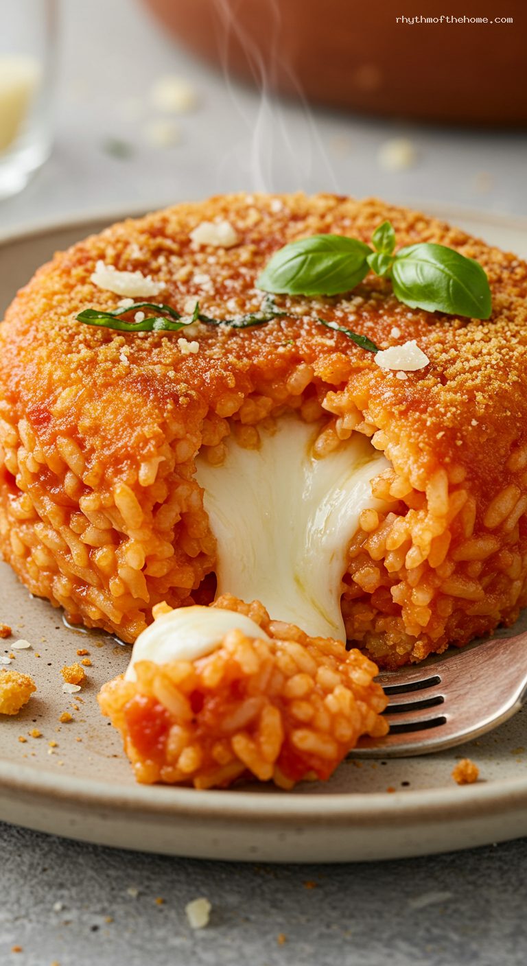 Crispy Supplì al Telefono with Gooey Mozzarella – Closeup