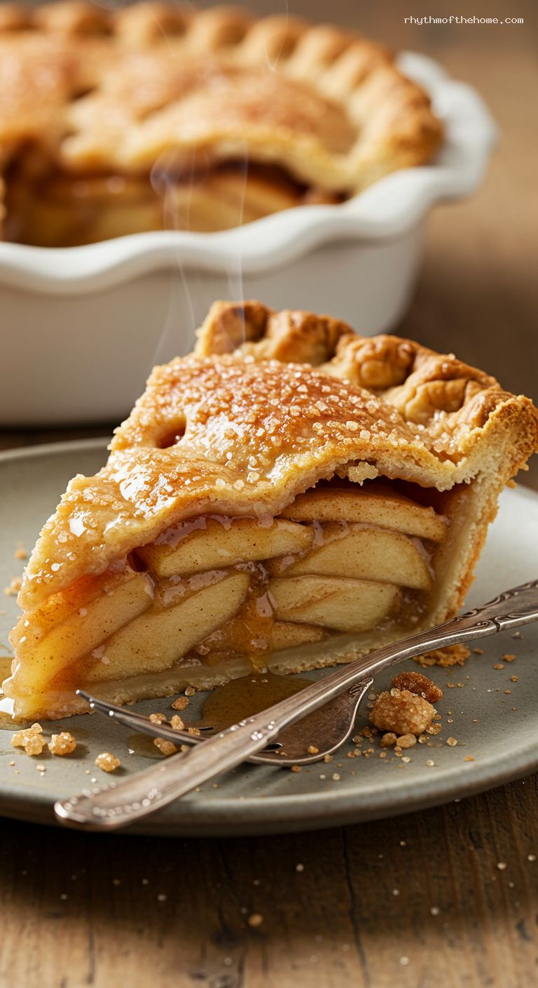 Deep-Dish Apple Pie with Buttery Double Crust – Closeup