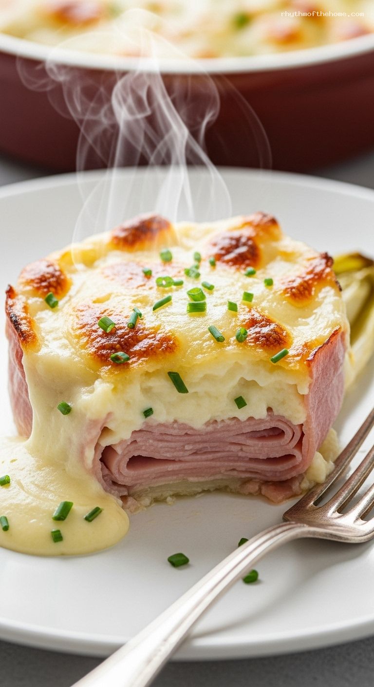 Endives au Jambon Gratin with Comté Béchamel – Closeup