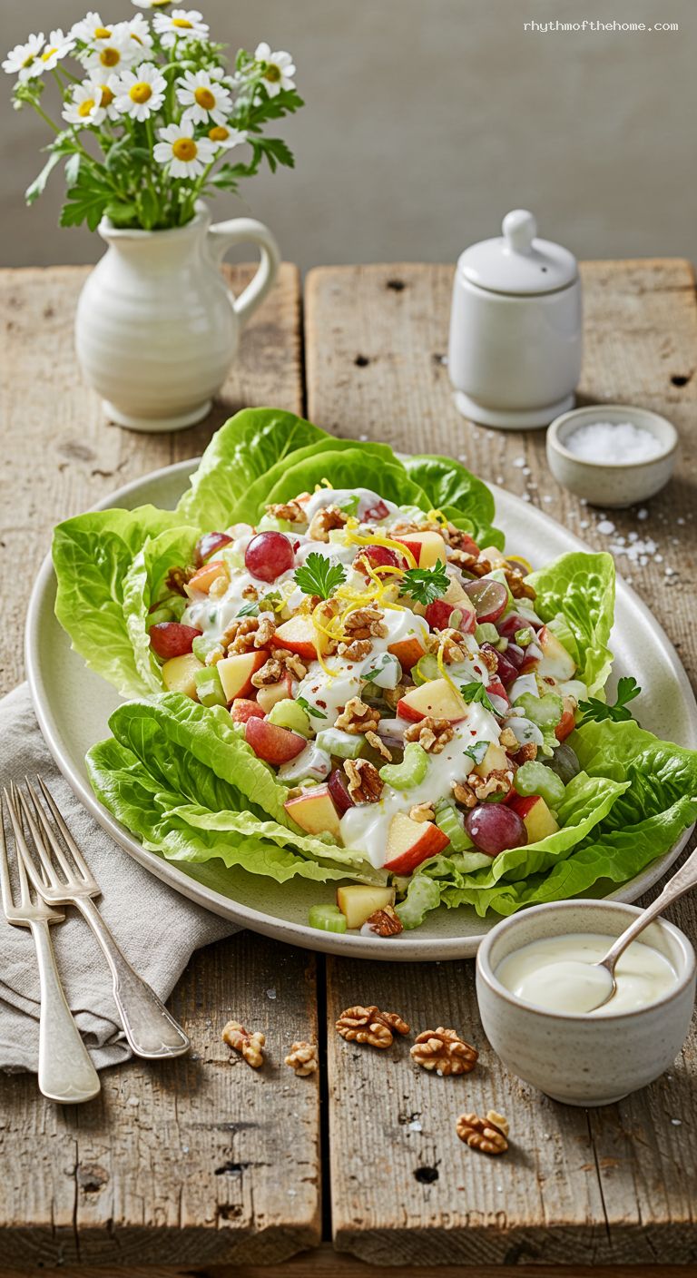 Festive Waldorf Salad with Lemon Yogurt Dressing