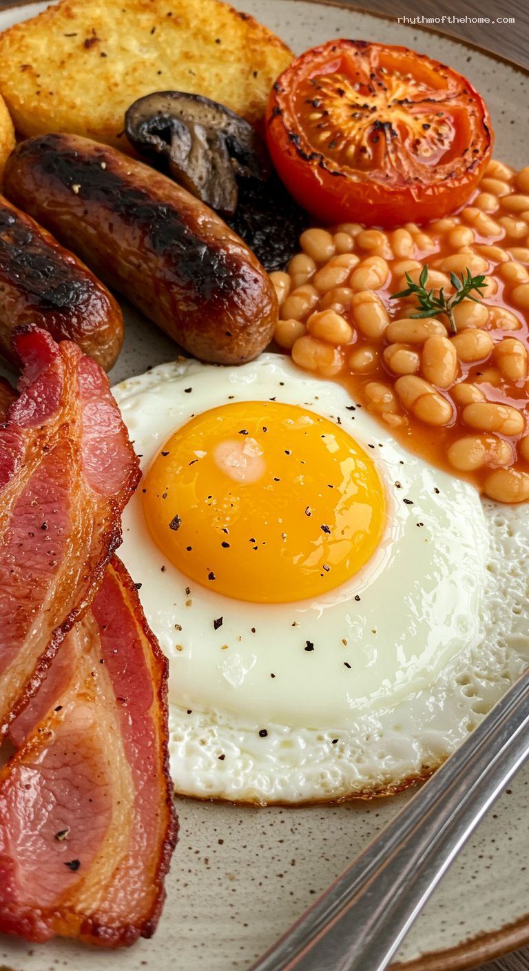 Full English Fry-Up with All the Fixings – Closeup