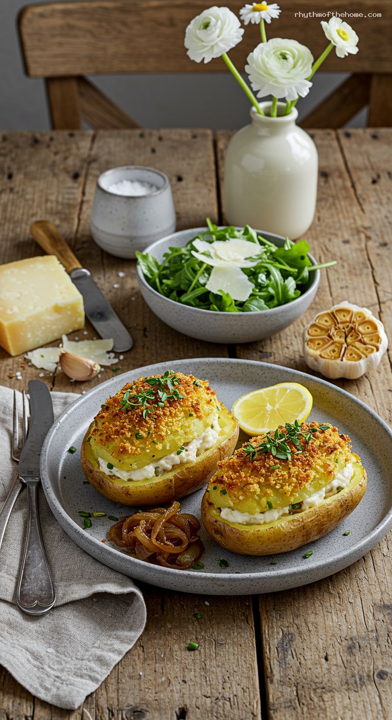 Gruyère Twice-Baked Potatoes with Herbed Breadcrumbs