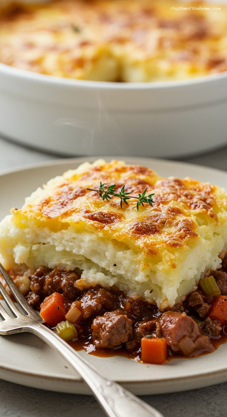 Hachis Parmentier with Garlic Mash and Gruyère – Closeup