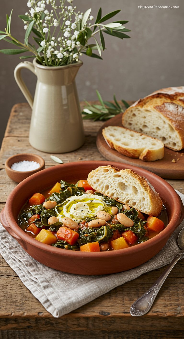 Hearty Tuscan Ribollita with Cannellini Beans and Kale