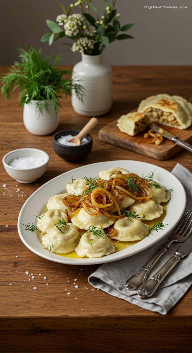 Holiday Dumplings with Sauerkraut, Wild Mushrooms, and Onions