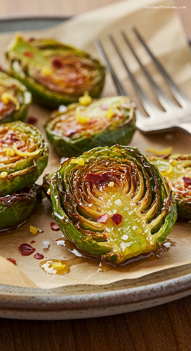 Hot Honey Brussels Sprout Chips – Closeup