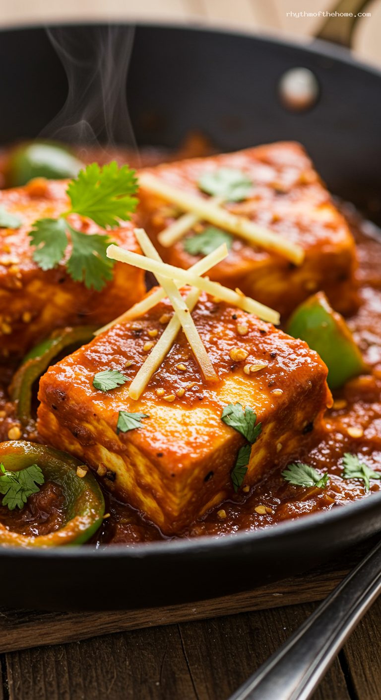 Kadai Paneer with Bell Peppers and Fresh Masala – Closeup