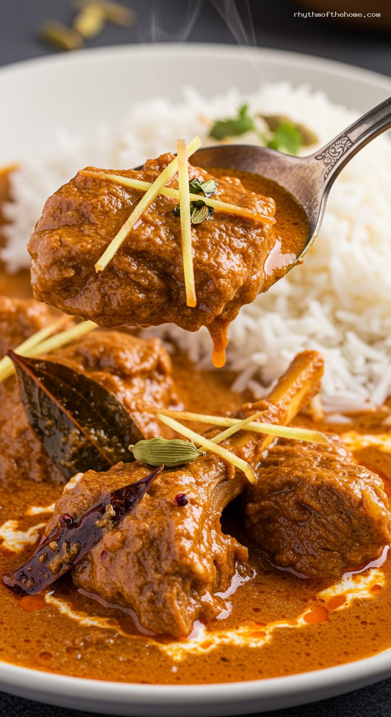 Kashmiri Rogan Josh with Yogurt and Fennel – Closeup