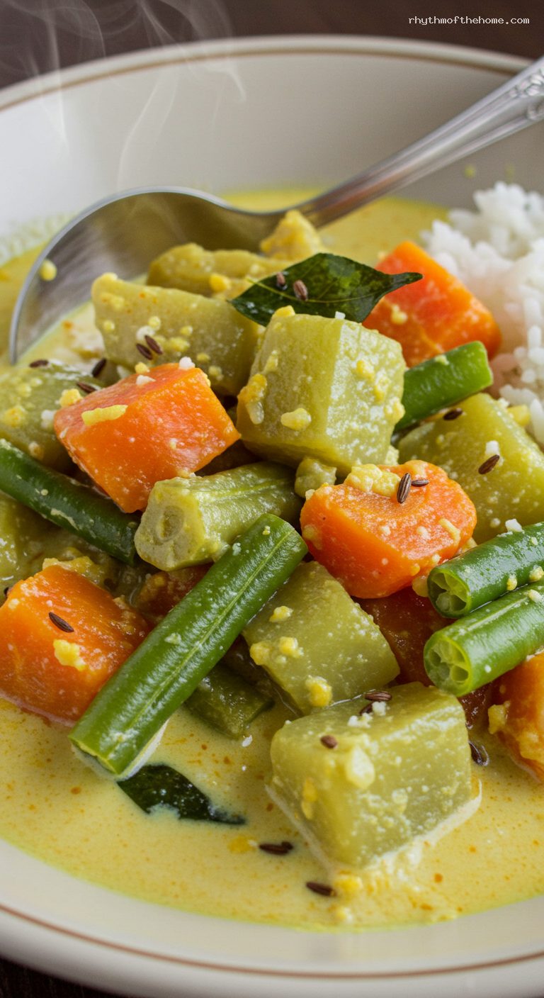 Kerala Avial: Coconut-Yogurt Vegetable Medley – Closeup