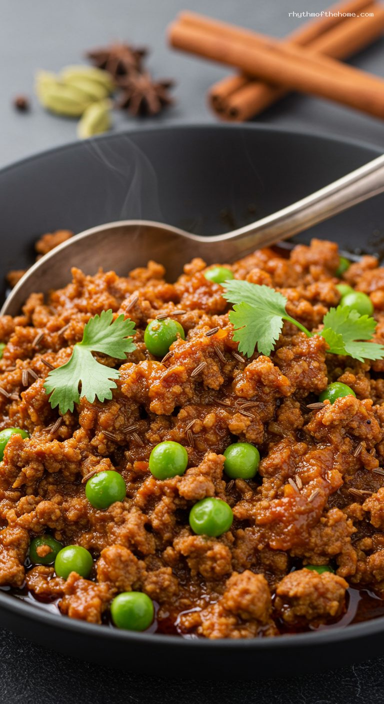 Kheema Matar with Peas, Lemon, and Cilantro – Closeup