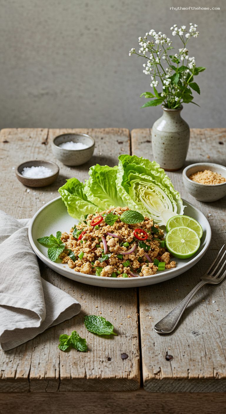 Larb Gai: Thai Minced Chicken Salad with Herbs
