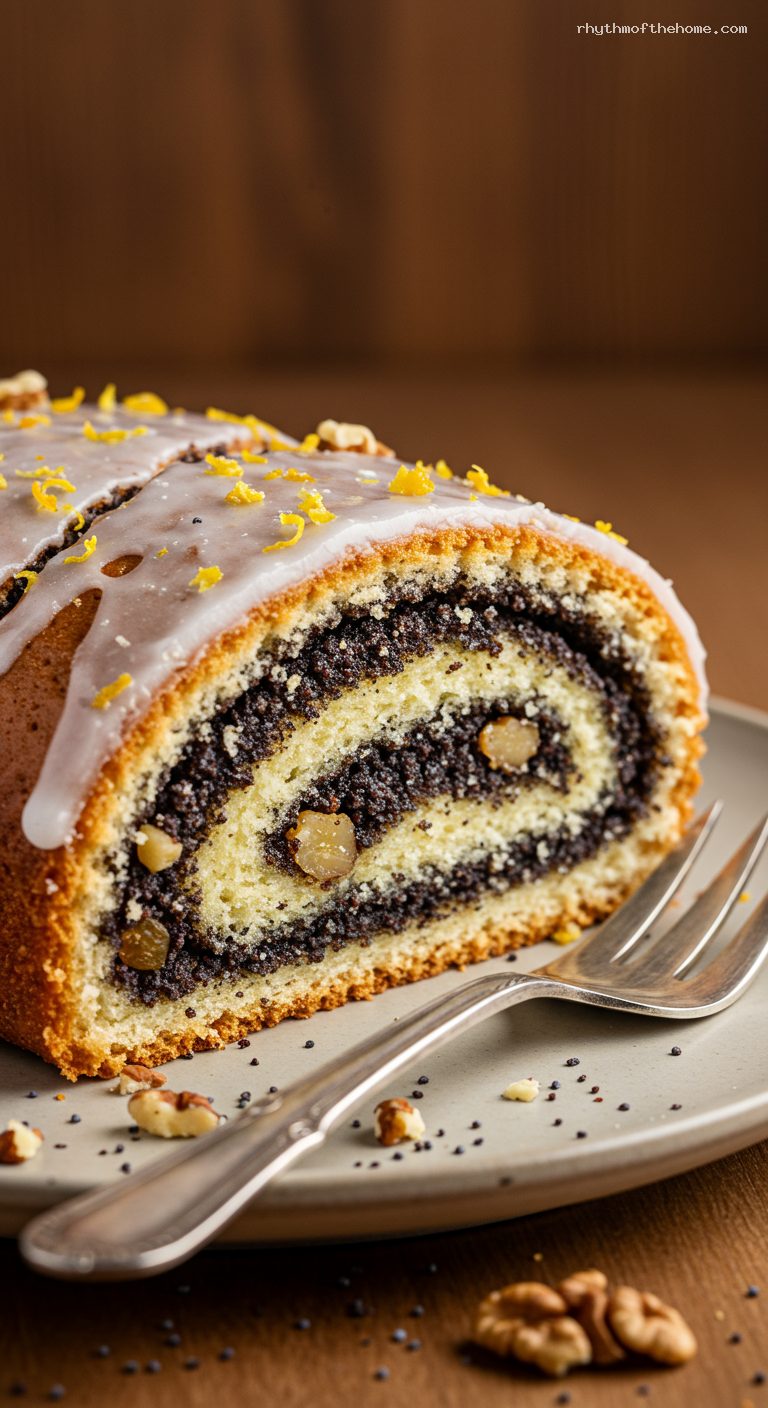 Makowiec: Festive Rolled Poppy Seed Cake – Closeup