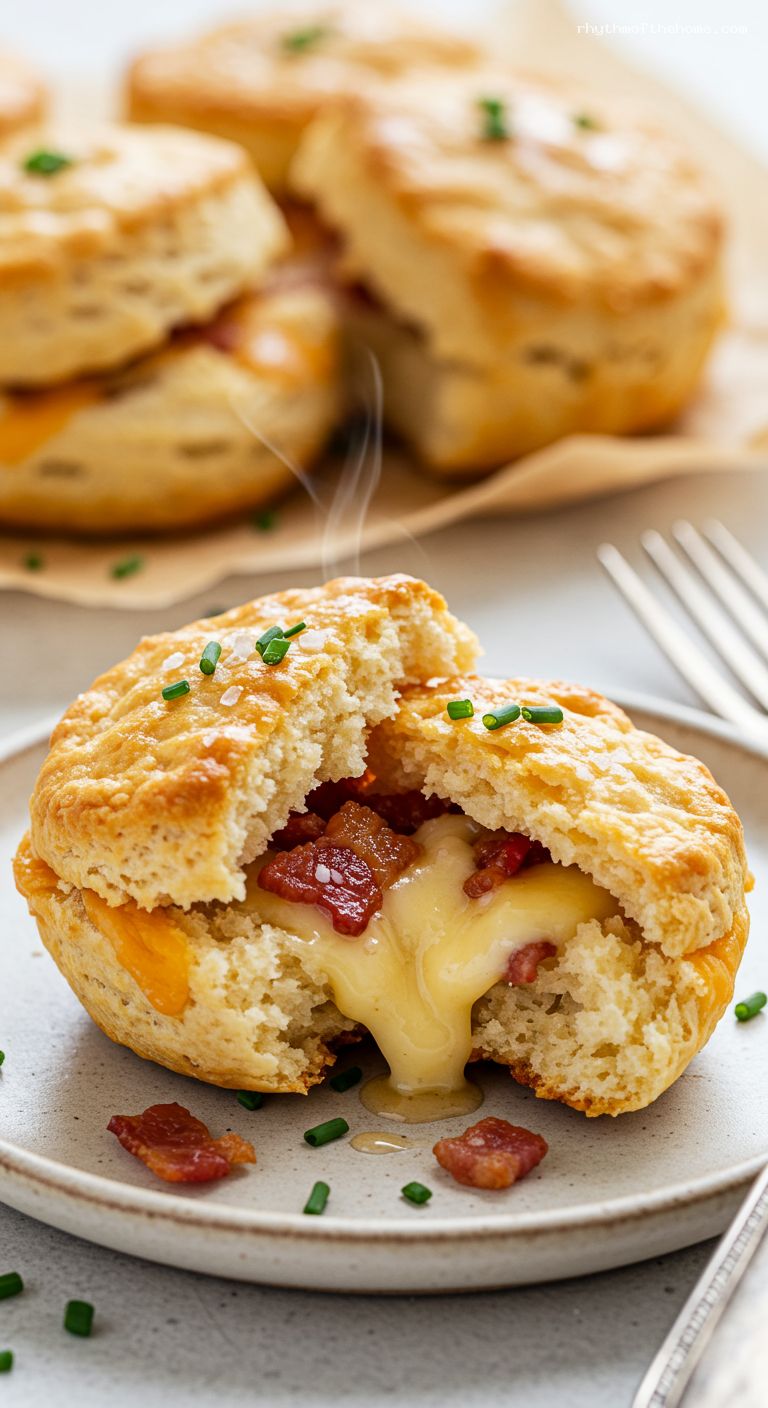 Maple Bacon Biscuit Bombs with Cheddar – Closeup