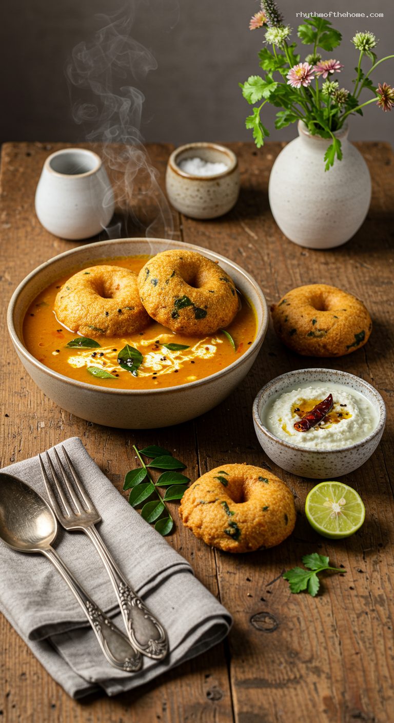 Medu Vada with Sambar and Coconut Chutney