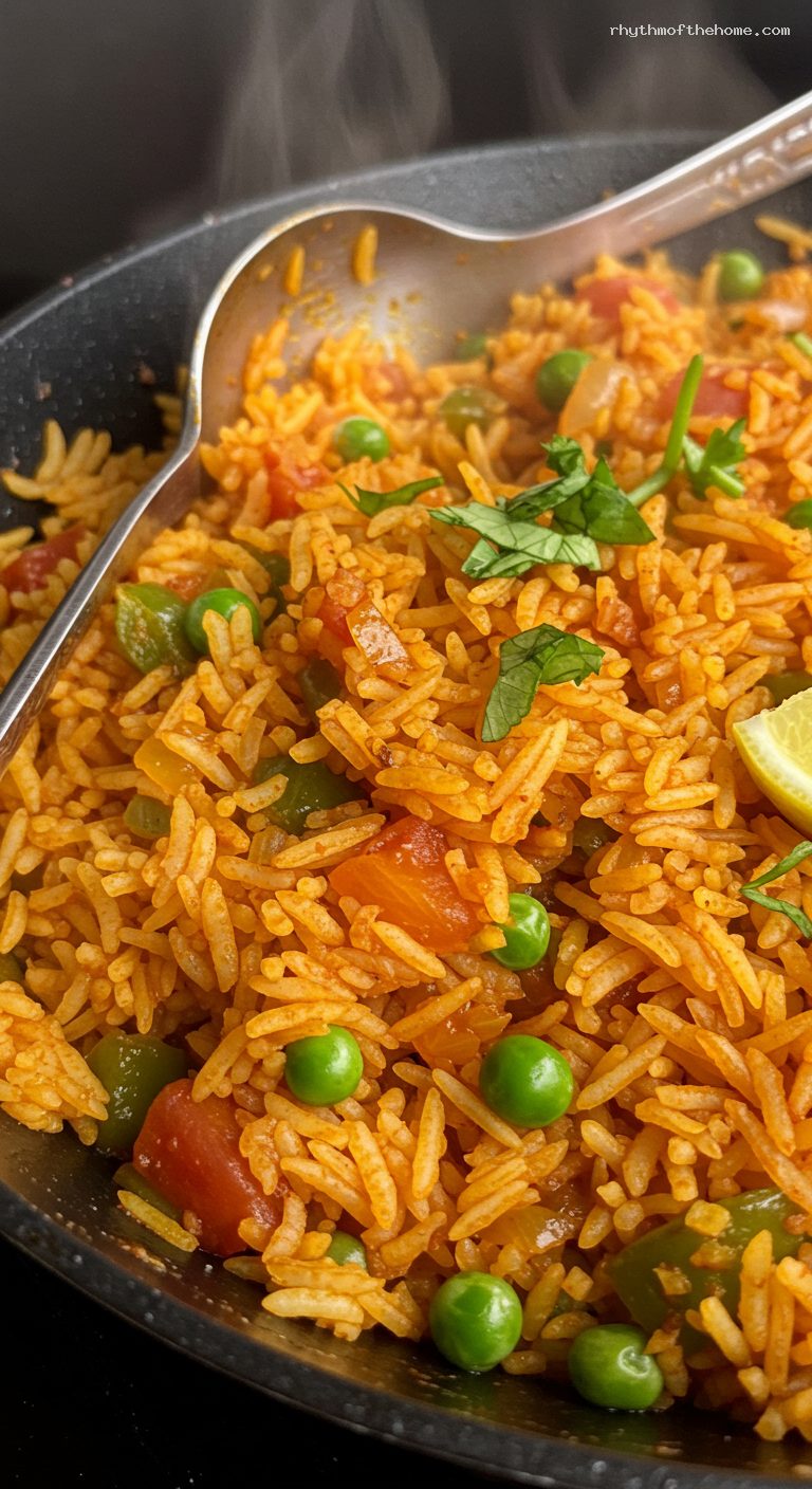 Mumbai-Style Tawa Pulao with Pav Bhaji Masala – Closeup