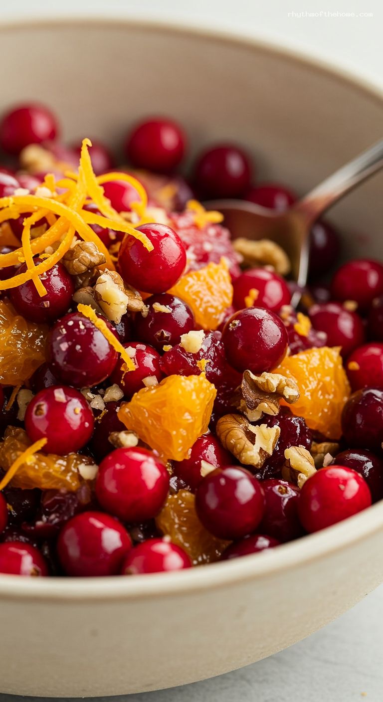 No-Cook Cranberry-Orange Relish with Ginger and Bourbon – Closeup