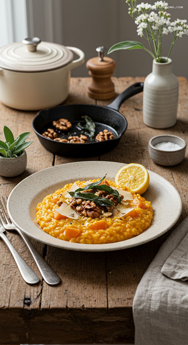 No-Stir Oven-Baked Butternut Squash Risotto with Crispy Sage