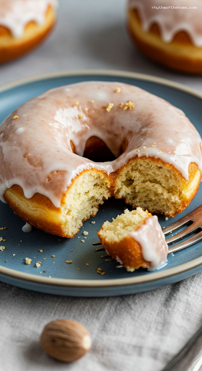 Old-Fashioned Sour Cream Donuts with Vanilla Glaze – Closeup