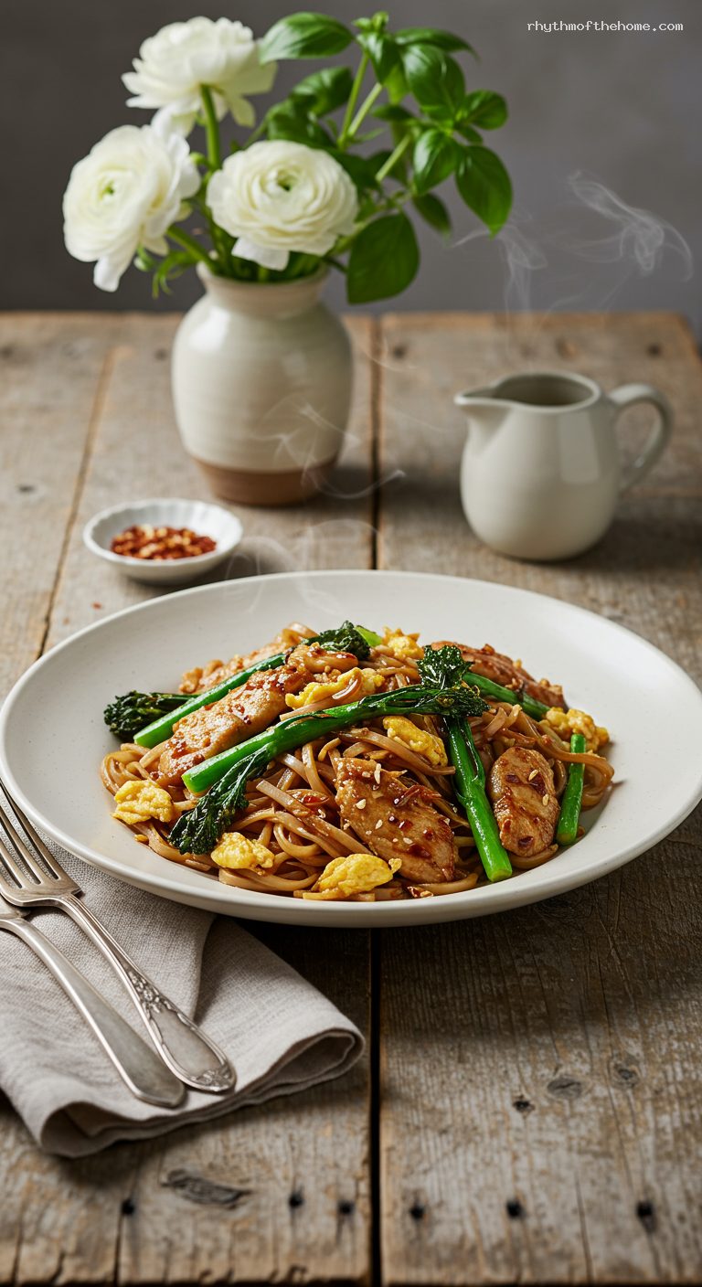 Pad See Ew with Chinese Broccoli and Egg