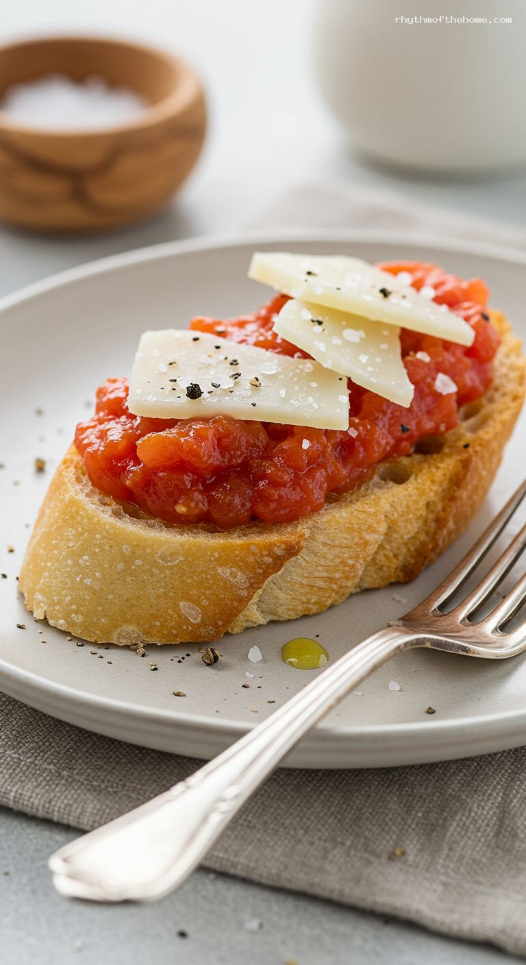 Pan con Tomate Crostini with Manchego – Closeup
