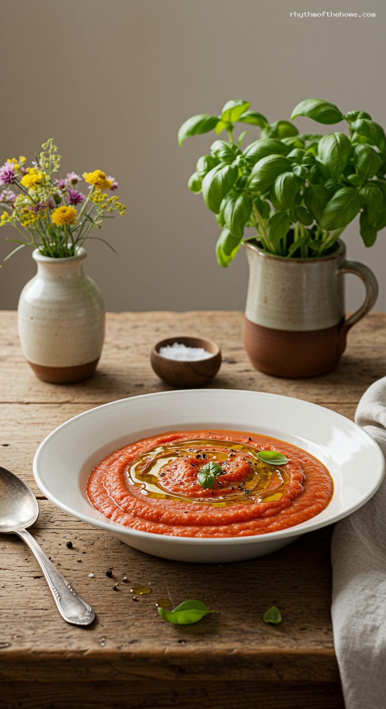 Pappa al Pomodoro with Ripe Tomatoes and Basil