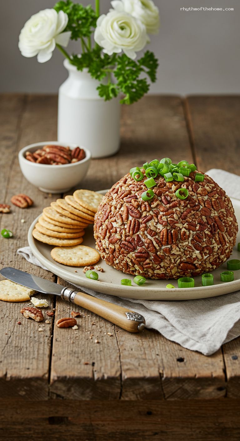 Pecan-Crusted Cheese Ball with Sharp Cheddar