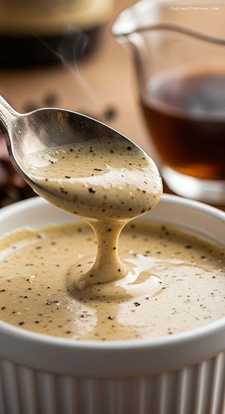 Peppercorn-Brandy Cream Pan Sauce – Closeup