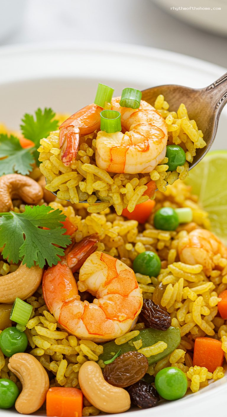 Pineapple Fried Rice with Shrimp or Chicken – Closeup