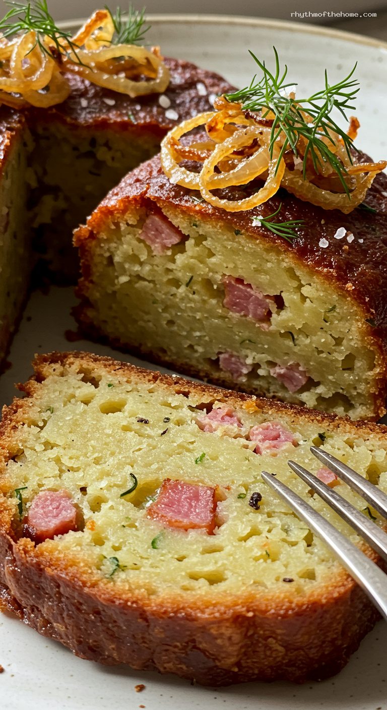 Podlasie-Style Baked Potato Sausage with Fried Onions – Closeup