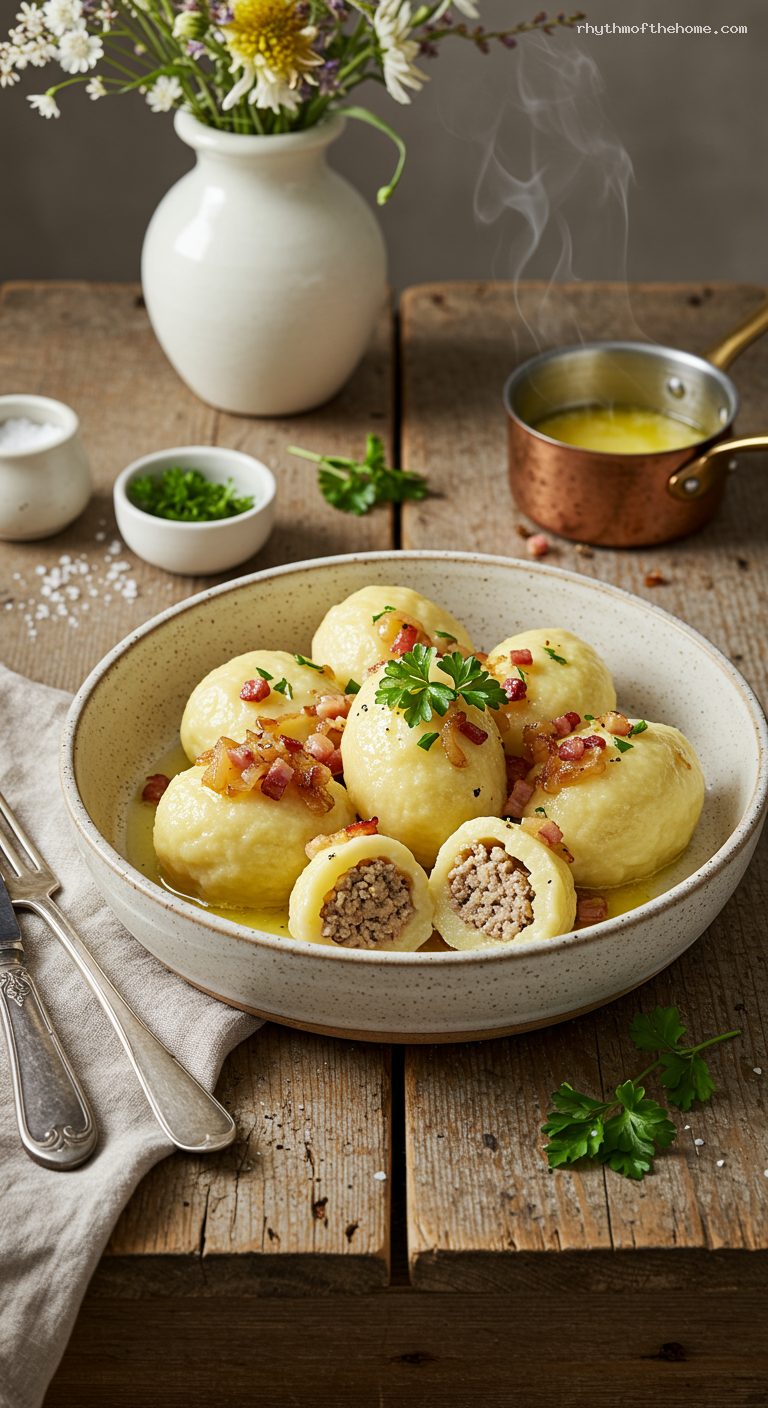 Polish Potato Dumplings with Savory Meat Filling