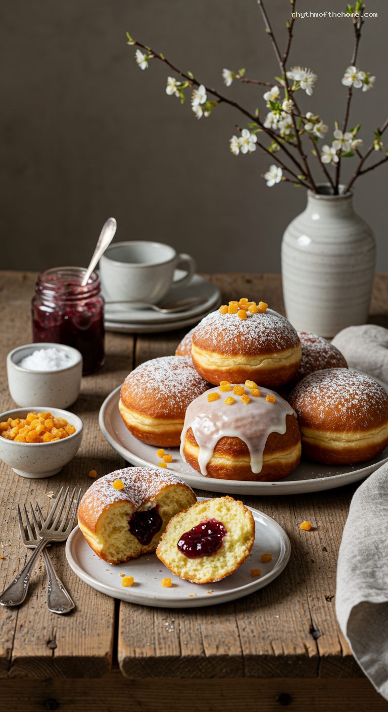 Polish Yeasted Doughnuts with Rosehip or Plum Jam