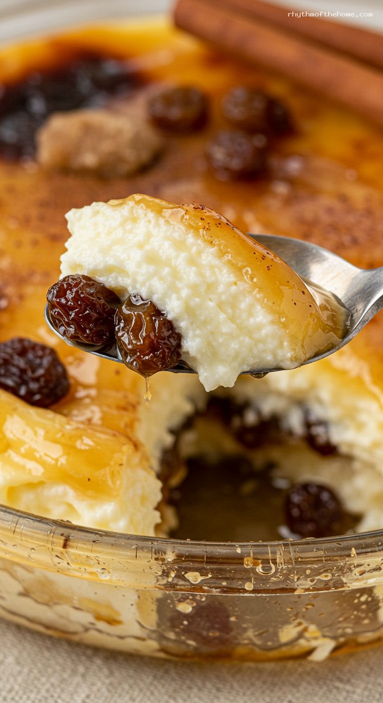 Postre de Natas with Cinnamon-Panela Syrup and Raisins – Closeup
