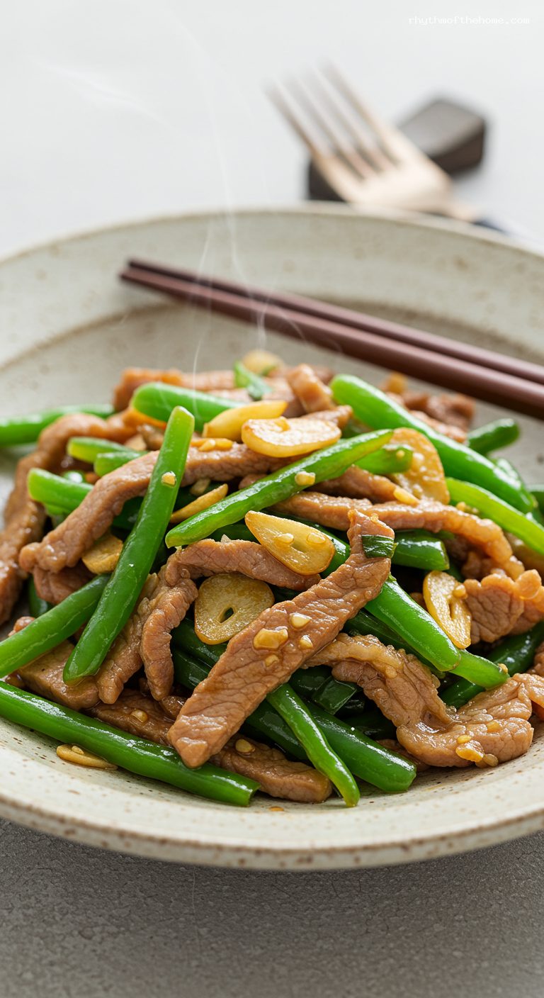 Qing Jiao Rou Si: Stir-Fried Pork and Green Peppers – Closeup