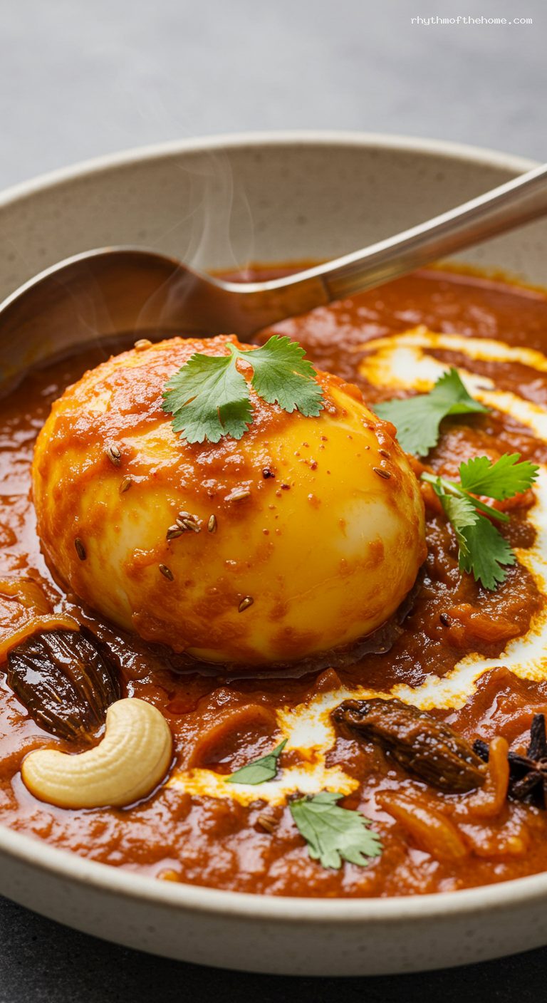 Quick Anda Curry with Robust Onion-Tomato Gravy – Closeup