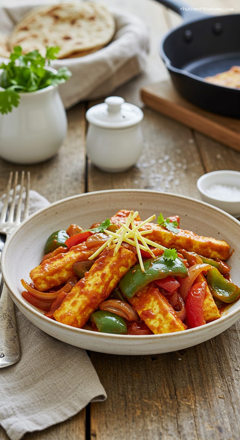 Quick Paneer Jalfrezi with Peppers and Onions