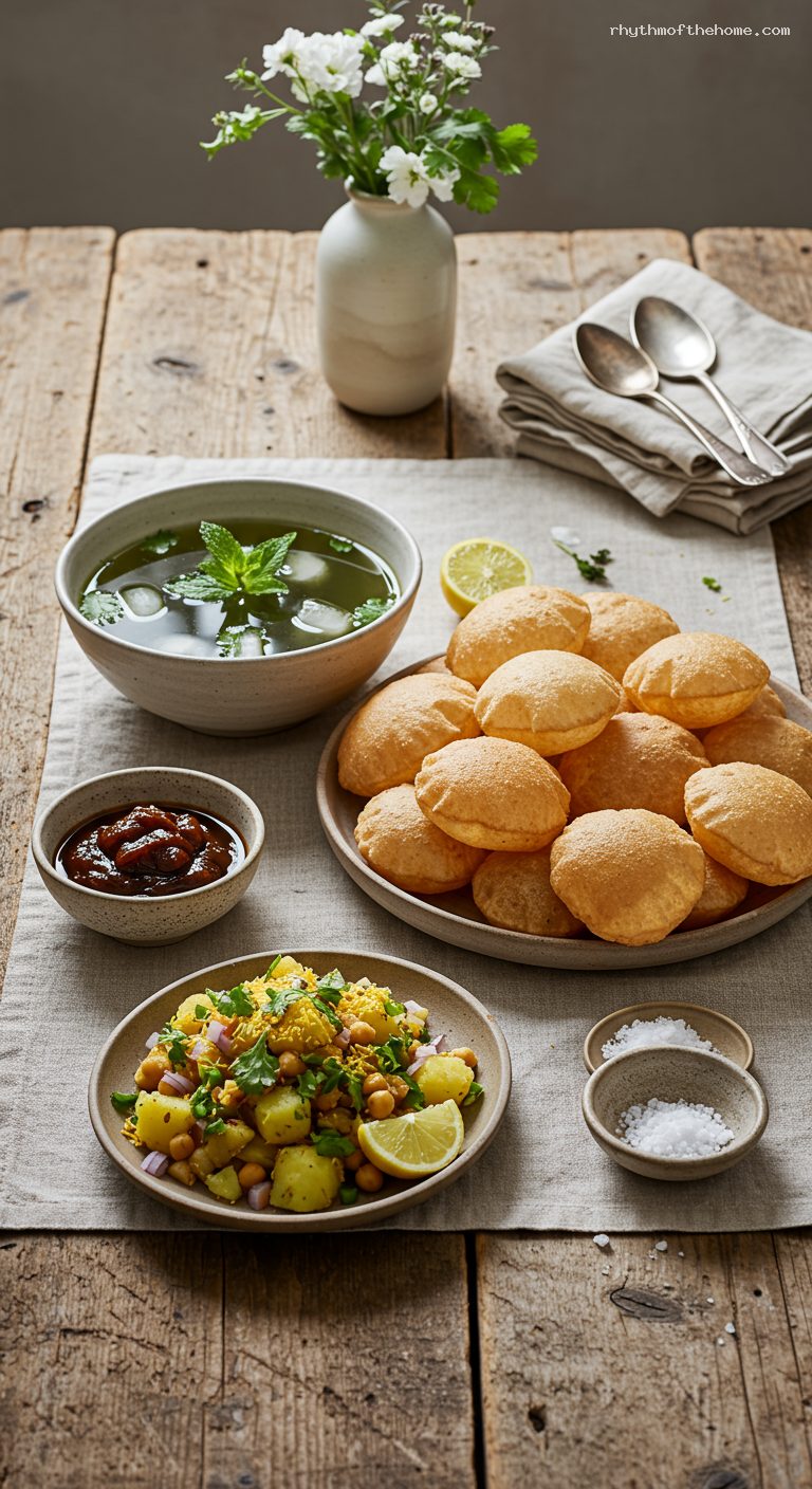 Refreshing Pani Puri (Golgappa) with Spicy Potato and Tangy Water