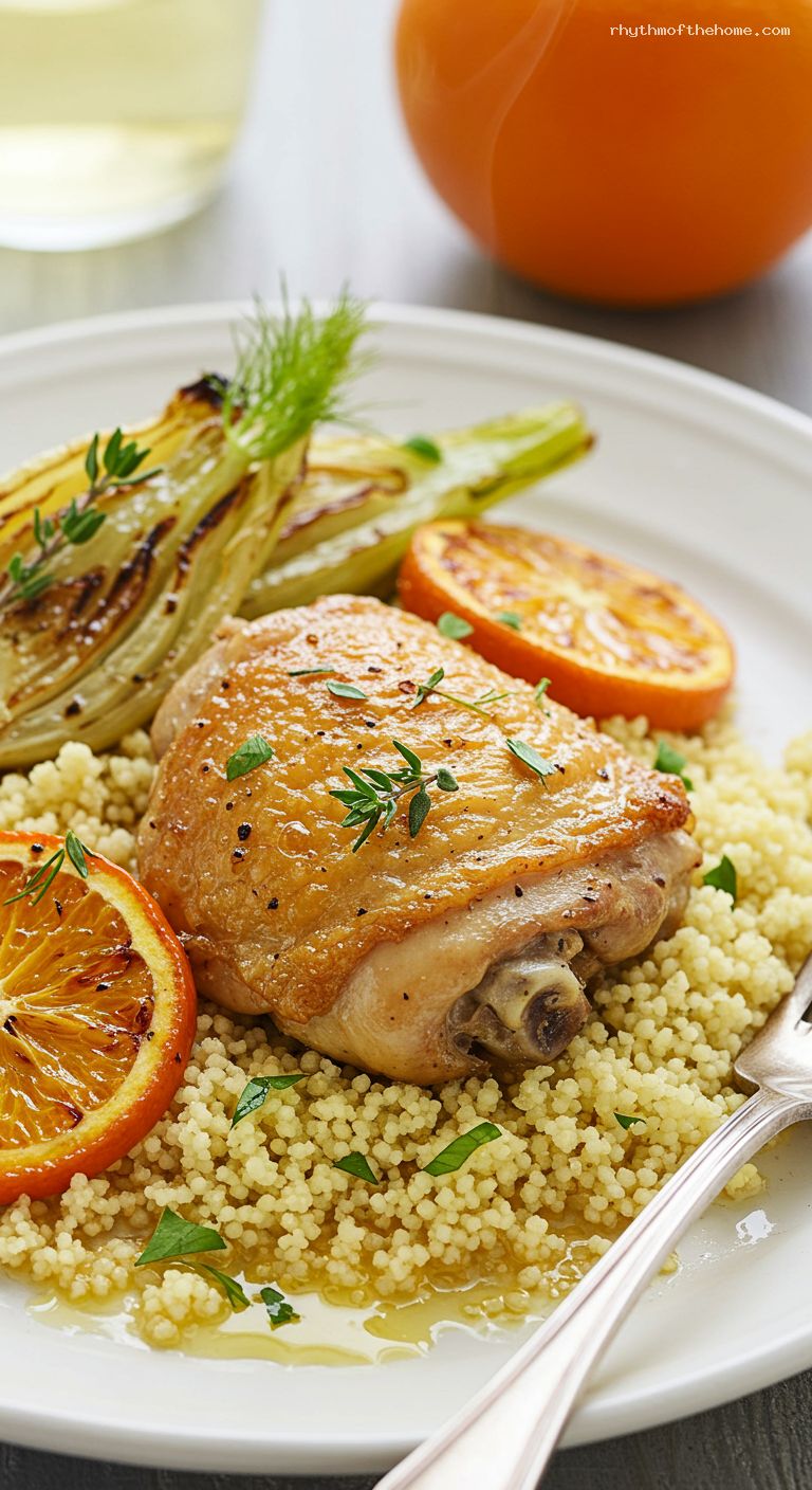 Roasted Chicken Thighs with Fennel and Orange – Closeup
