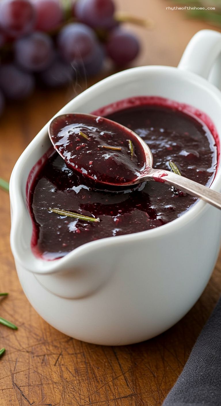 Roasted Red Grape–Rosemary Port Reduction – Closeup