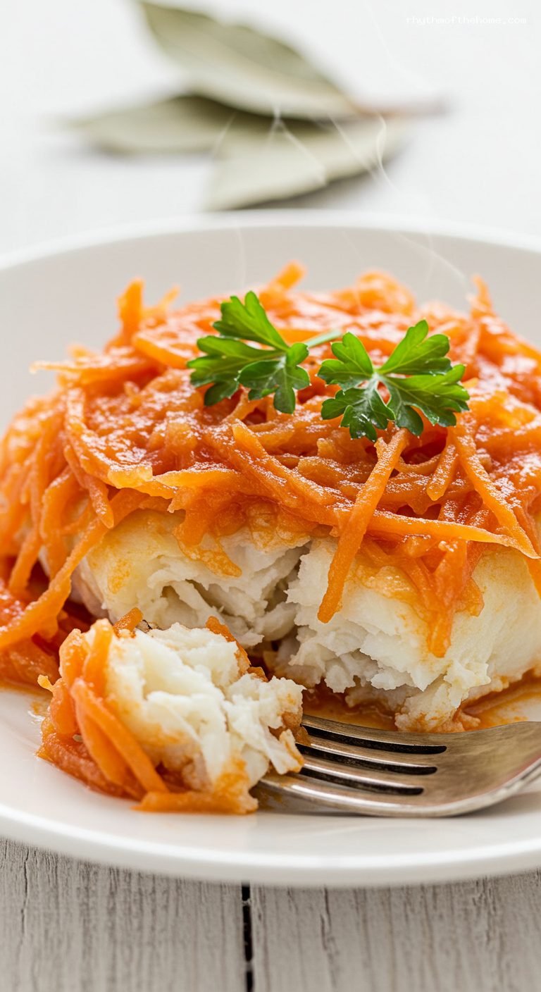 Ryba po Grecku: Polish Fish with Tangy Tomato Vegetables – Closeup