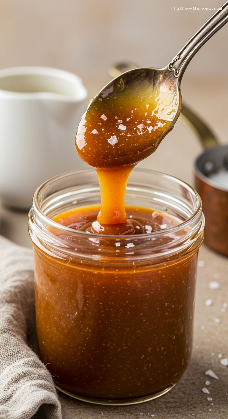 Salted Butterscotch Rum Sauce Recipe – Closeup