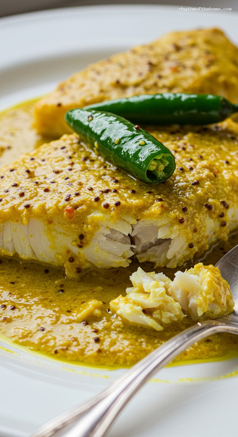 Shorshe Maach (Bengali Mustard Fish Curry) – Closeup