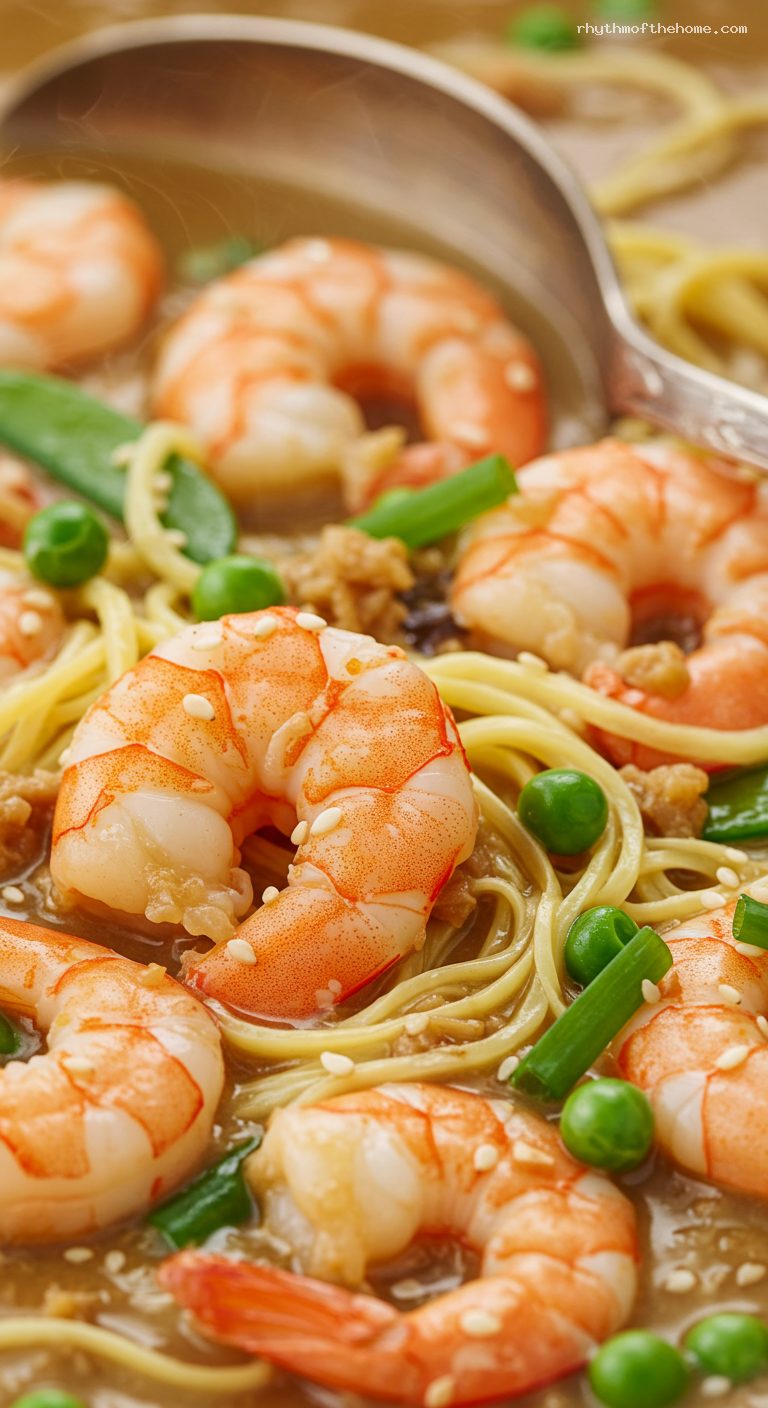 Shrimp with Lobster Sauce (Cantonese-American Classic) – Closeup