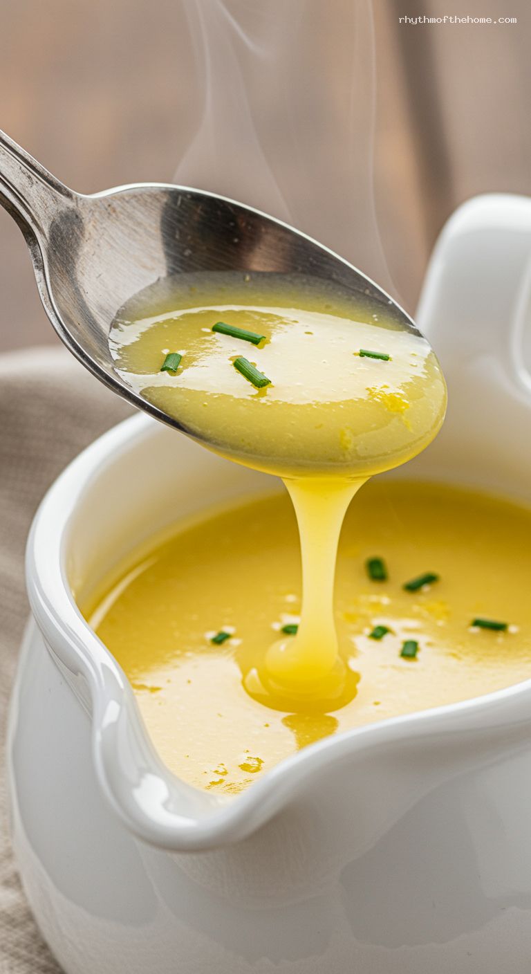 Silky Beurre Blanc Sauce for Seafood and Veggies – Closeup