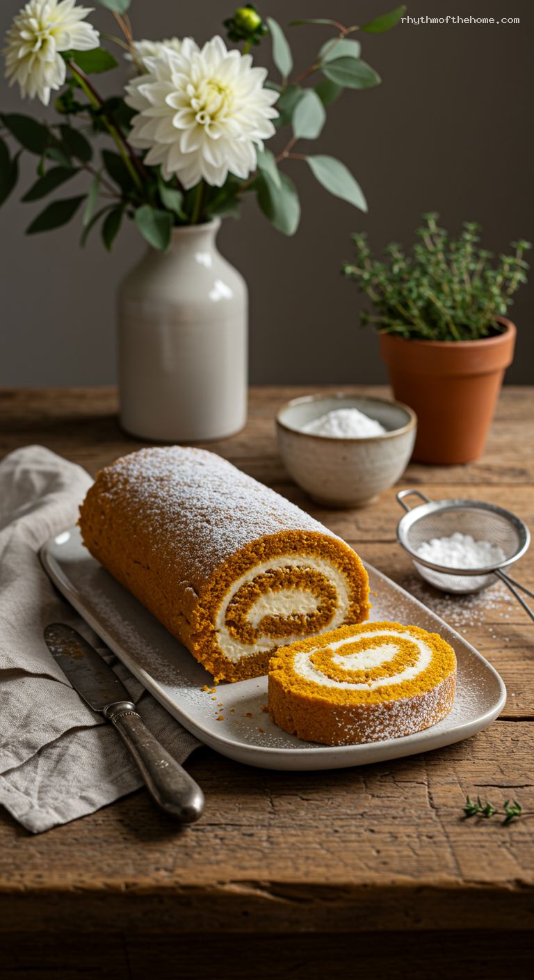 Spiced Pumpkin Roll with Tangy Cream Cheese Filling