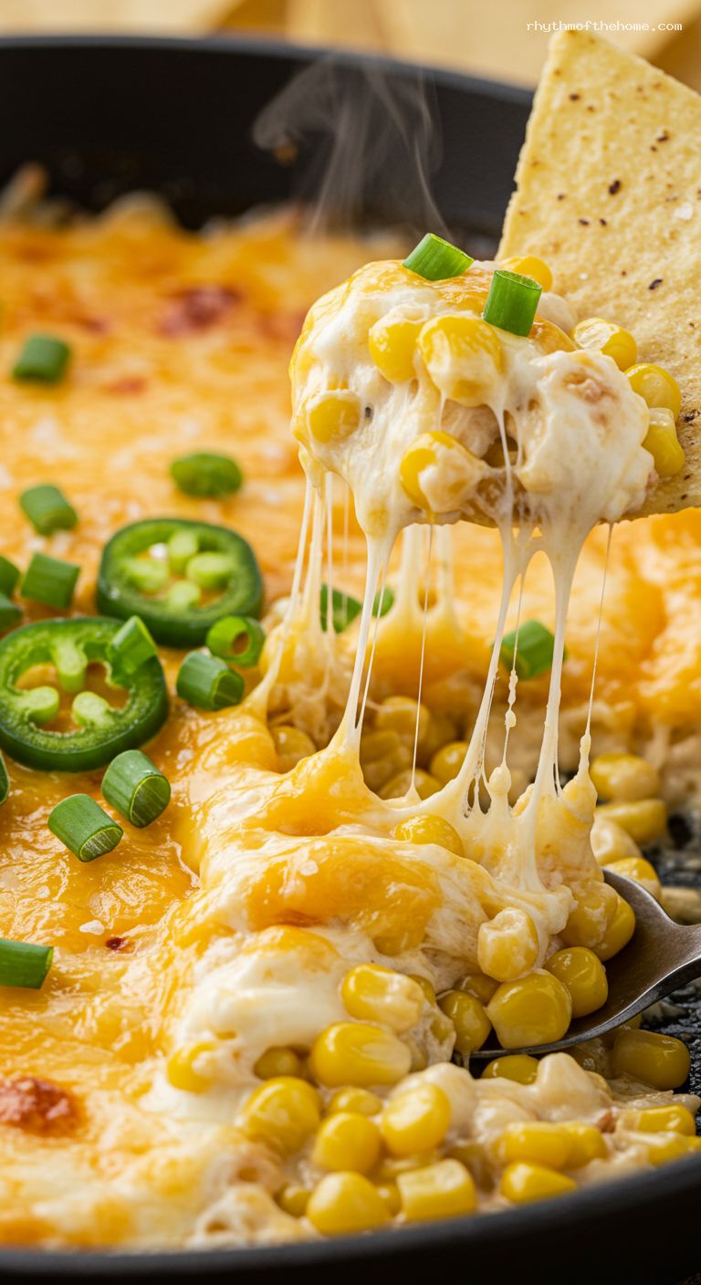 Spicy Corn and Jalapeño Skillet Dip – Closeup