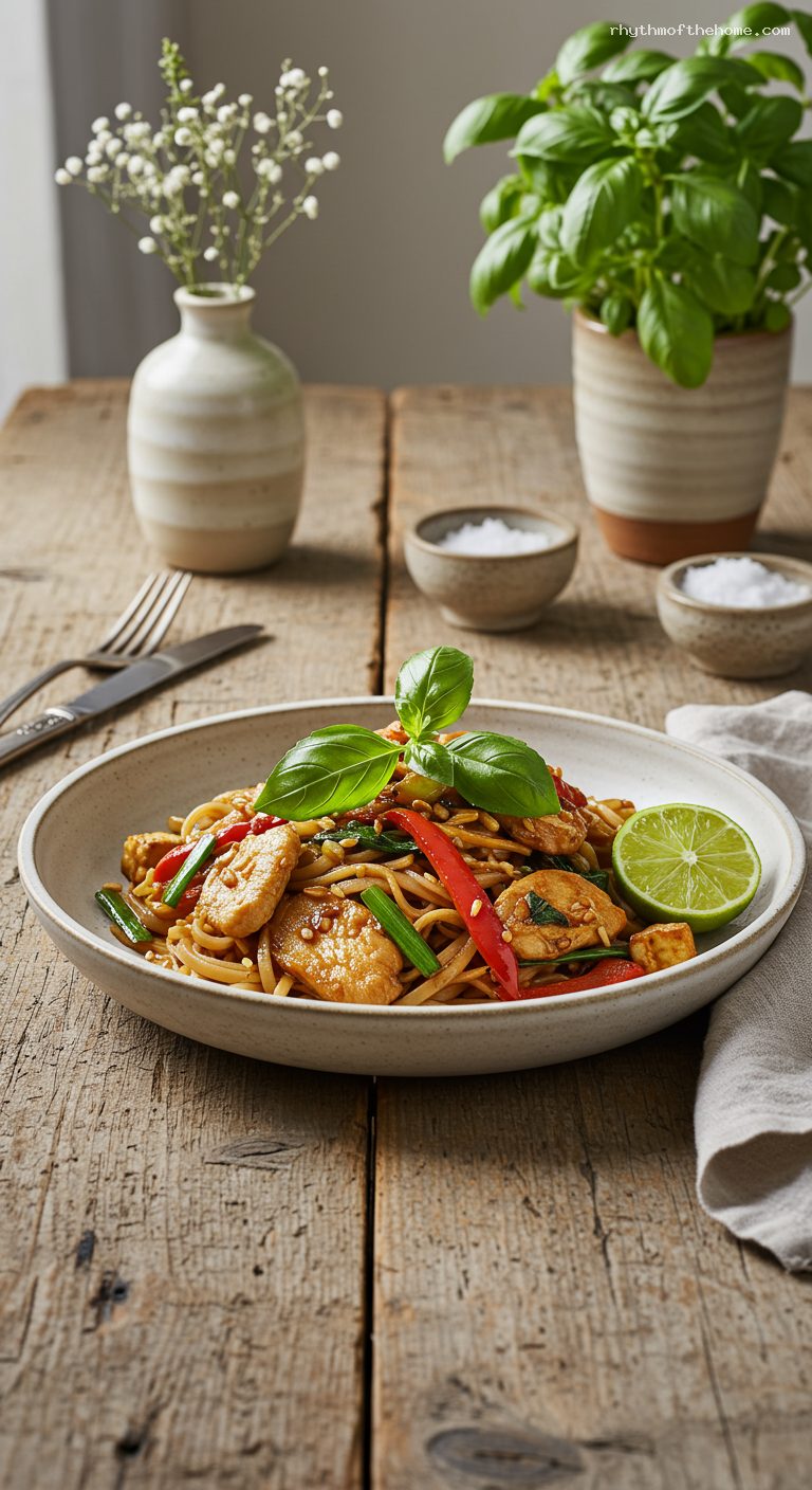 Spicy Drunken Noodles with Chicken or Tofu